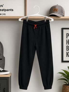 Kids Black Joggers with Red Drawcord - Comfortable Everyday Sweatpants